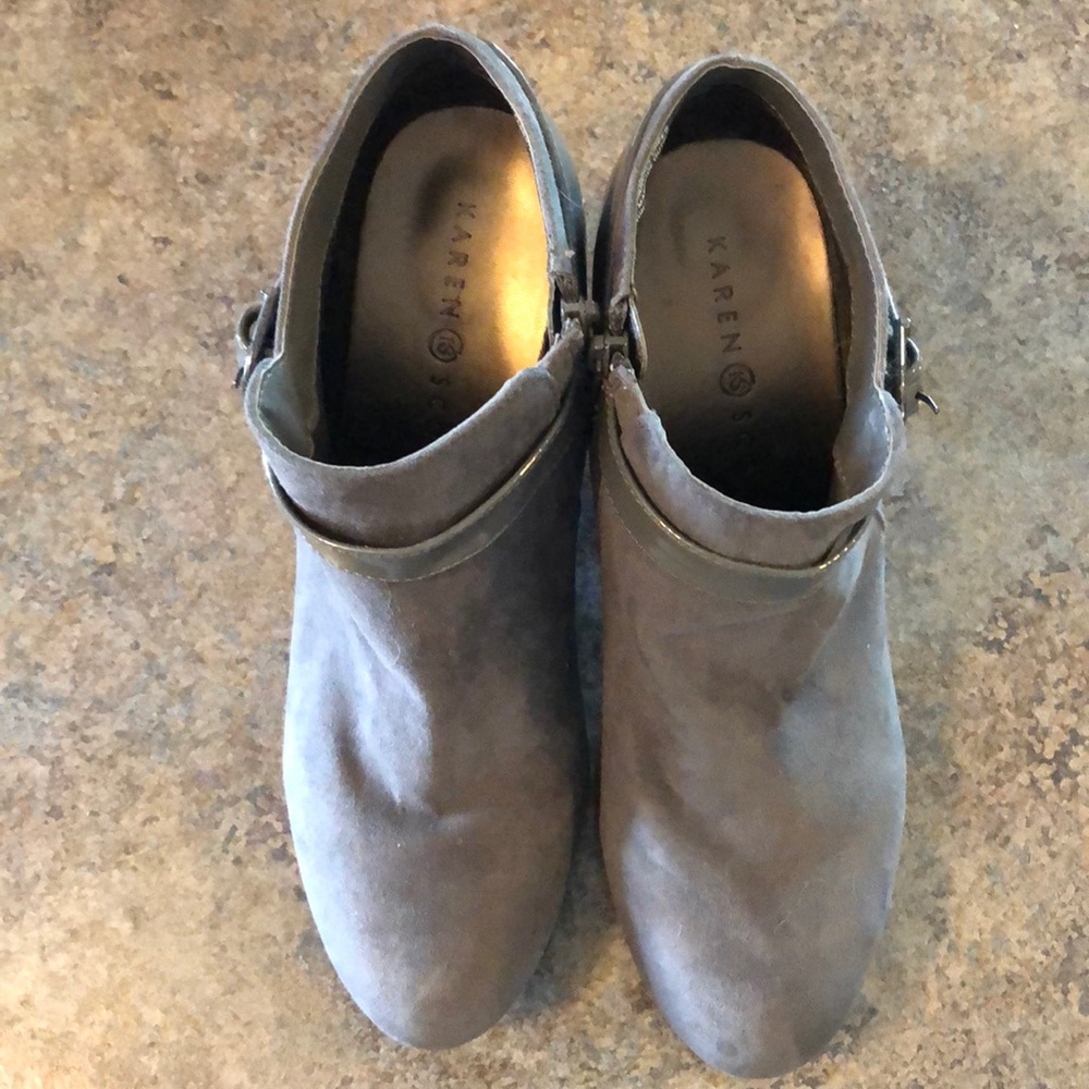 Gray shootie heels
